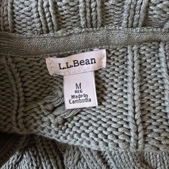 L.L. Bean Double L Mixed Cable Zip Front Cardigan Sweater - Picture 5 of 7
